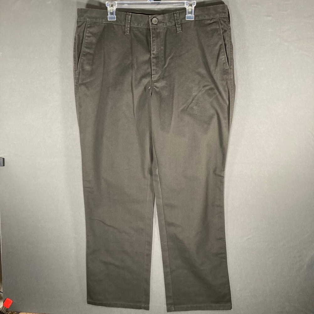 Haggar Mens Pants 40x32 Olive‎ Green Straight Fit Casual Chino Repreve